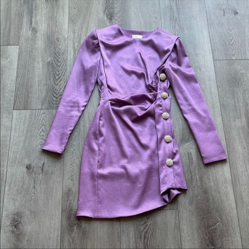 RONNY KOBO PURPLE ASYMMETRICAL JEWELED DRESS SMALL